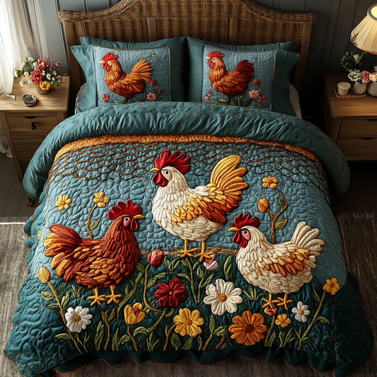 Barnyard Beauties 3-Piece Quilted Bedding Set