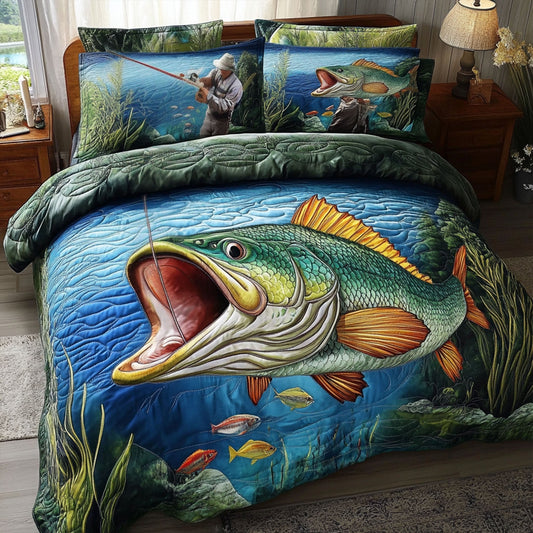 Bass Catch 3-Piece Quilted Bedding Set