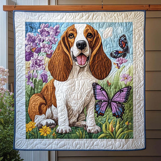 Basset Charm Quilted Blanket
