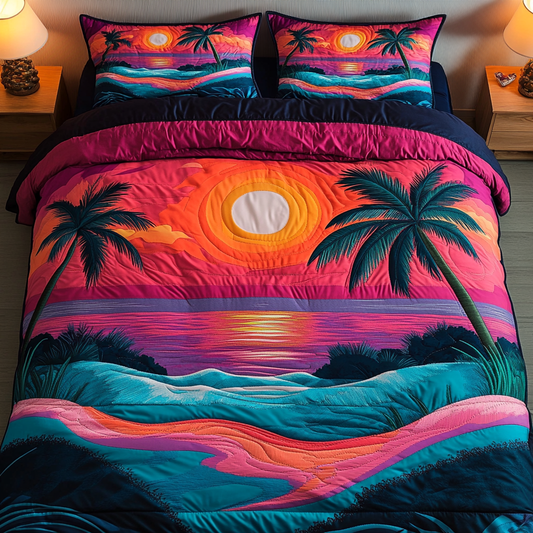 Beach Glow 3-Piece Quilted Bedding Set