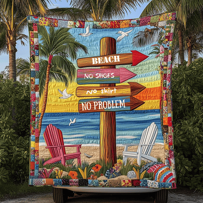 Beach No Problem Quilted Blanket