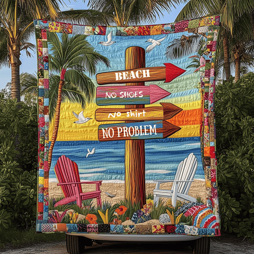 Beach No Problem Quilted Blanket