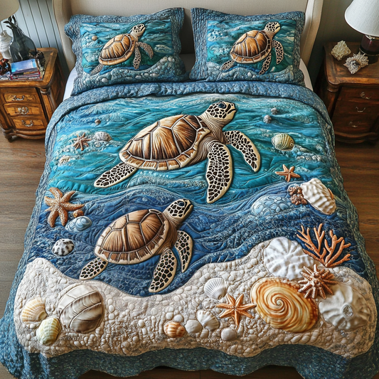 Beach Serenity 3-Piece Quilted Bedding Set
