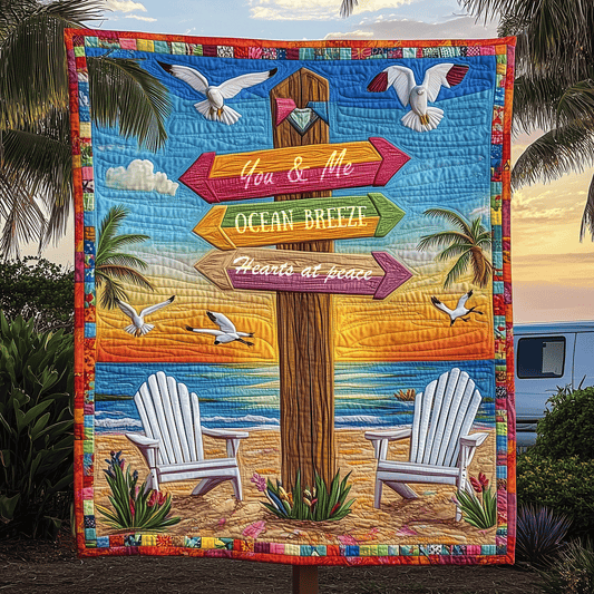 Beach You And Me Quilted Blanket