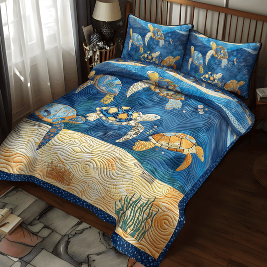 Beachcomber Turtles 3-Piece Quilted Bedding Set