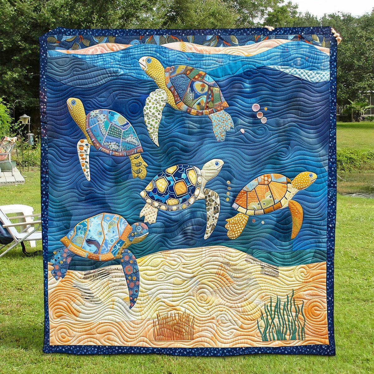 Beachcomber Turtles Quilted Blanket