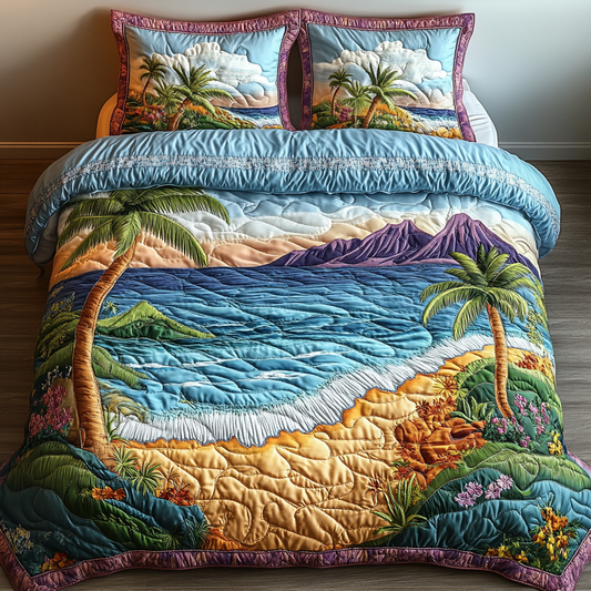 Beachside Serenity 3-Piece Quilted Bedding Set