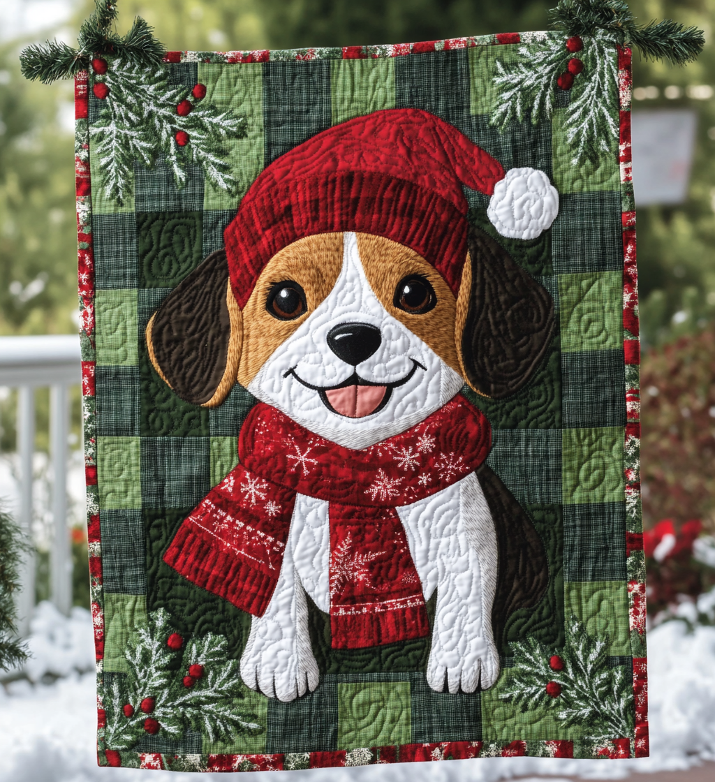 Beagle Christmas Tree Snuggle Quilted Blanket