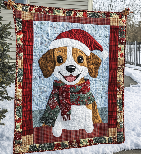 Beagle Holiday Joy Quilted Blanket