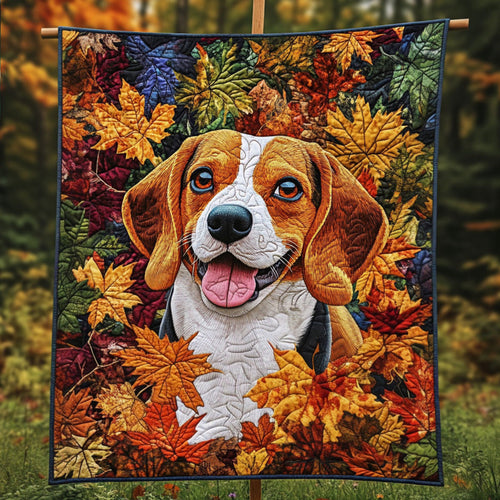 Beagle Leaf Adventure Quilted Blanket