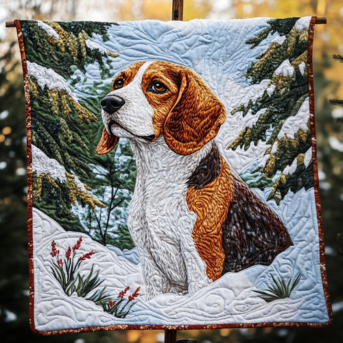 Beagle Winter Festivities Quilted Blanket