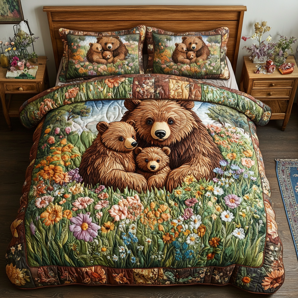 Bear Adventures 3-Piece Quilted Bedding Set