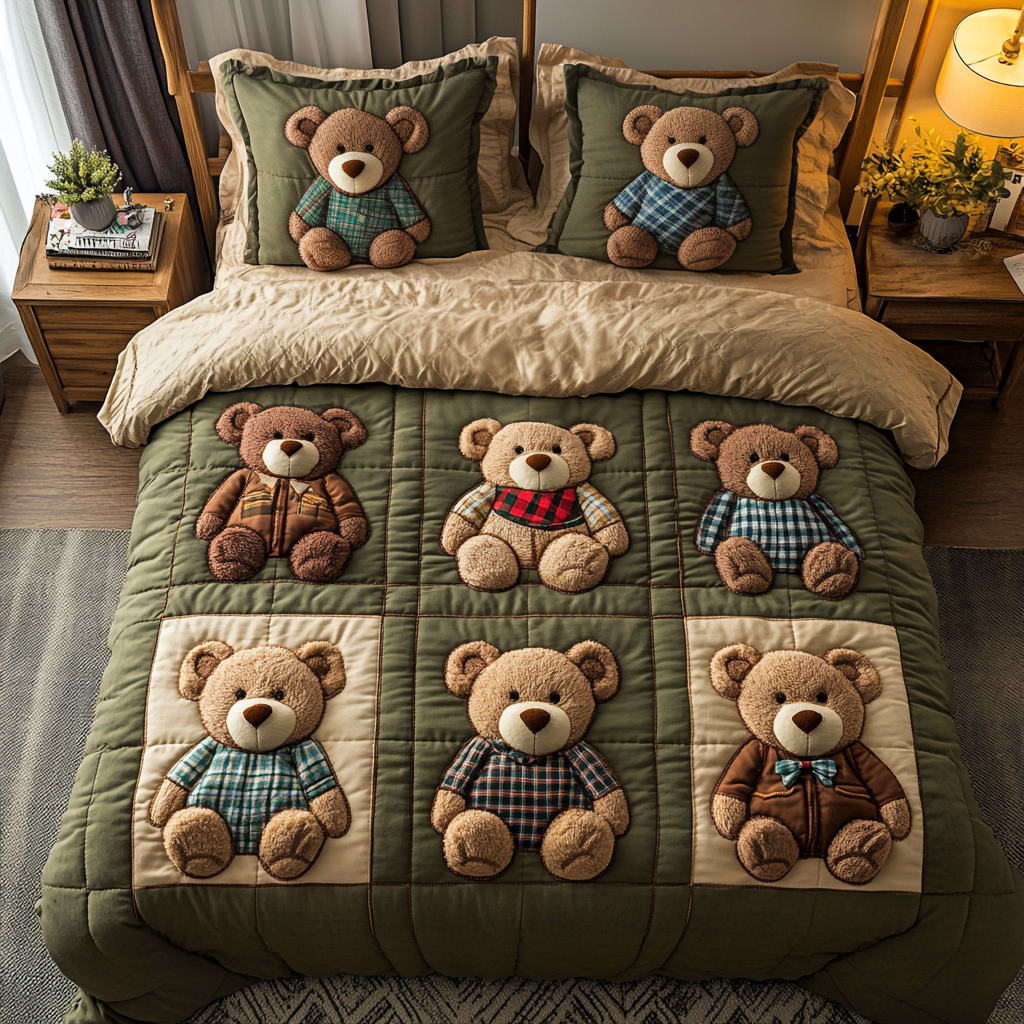 Bear Bliss 3-Piece Quilted Bedding Set