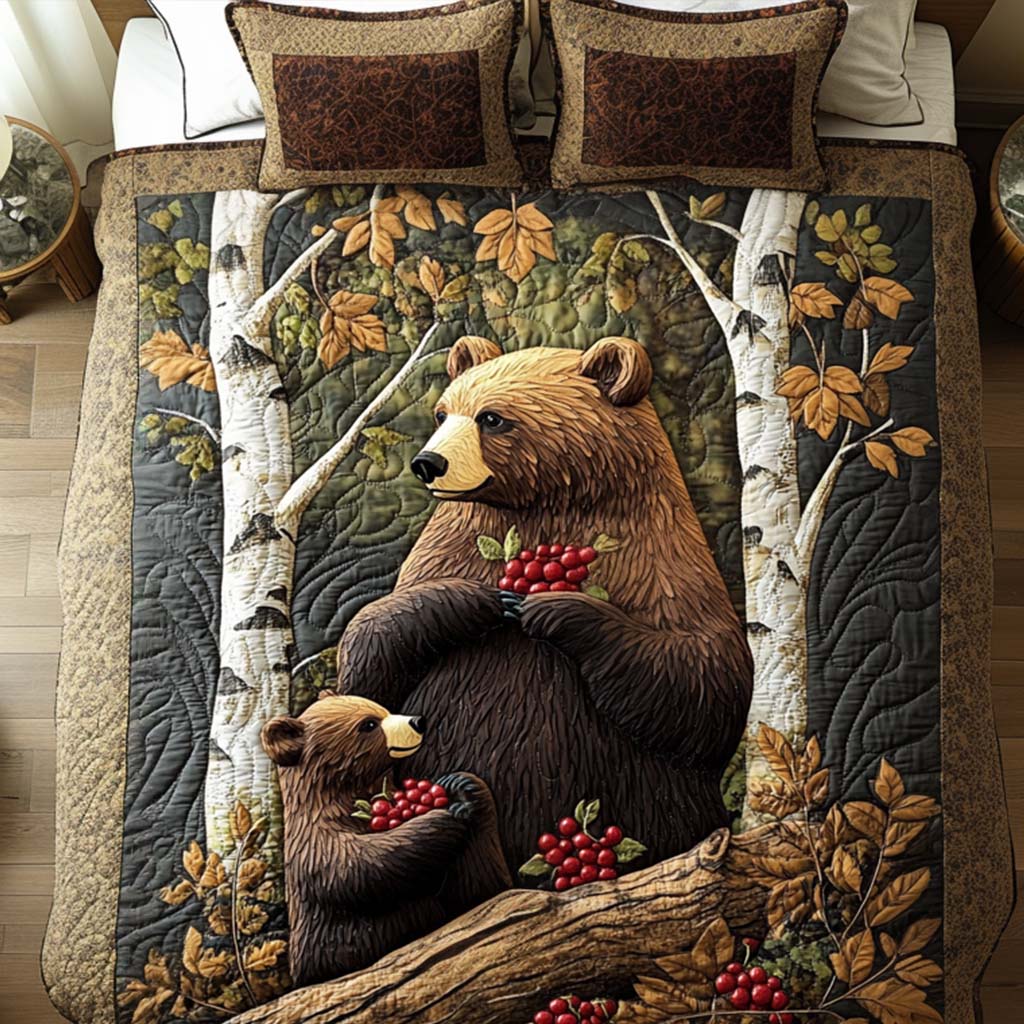 Bear Cozy 3-Piece Quilted Bedding Set