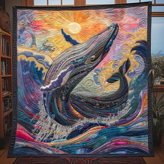 Beautiful Whale Dance Quilted Blanket