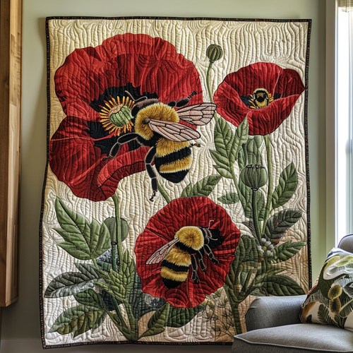 Bee-Kised Blooms Quilted Blanket