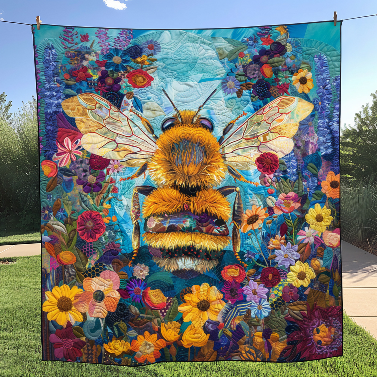 Bee Paradise Quilted Blanket