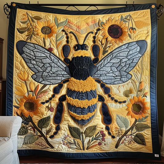 Bee Sunflower Quilted Blanket