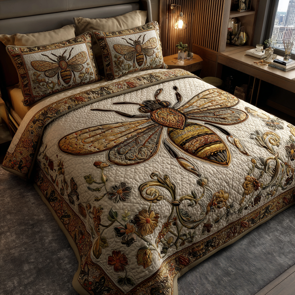 Bee Dream 3-Piece Quilted Bedding Set