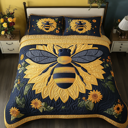 Bee Happy 3-Piece Quilted Bedding Set