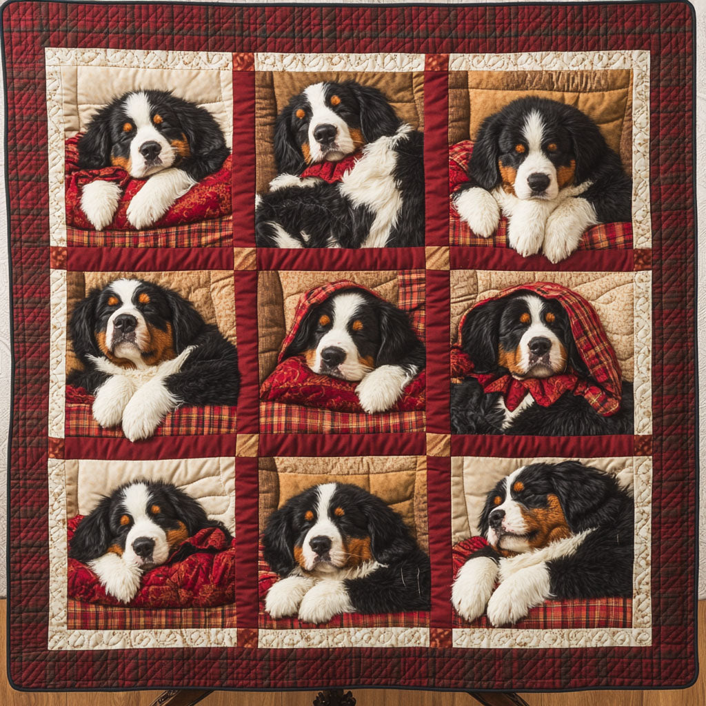 Bernese Mountain Haven Quilted Blanket