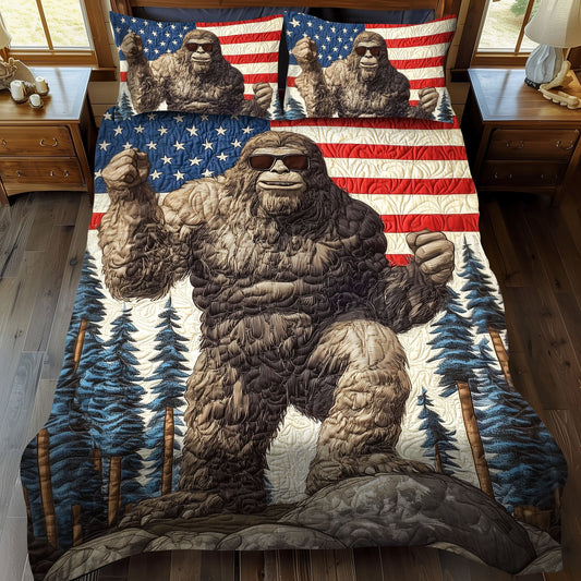 Bigfoot in the Wild 3-Piece Quilted Bedding Set