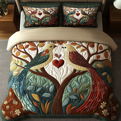 Bird Bliss 3-Piece Quilted Bedding Set
