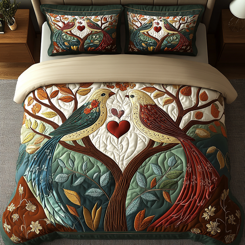 Bird Bliss 3-Piece Quilted Bedding Set