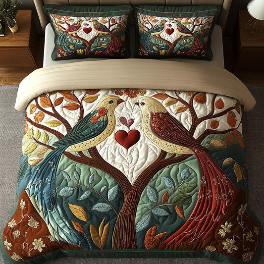 Bird Bliss 3-Piece Quilted Bedding Set