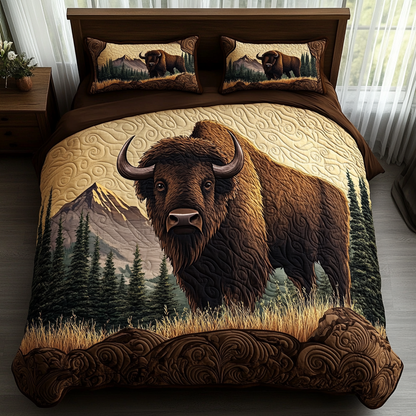 Bison Charm 3-Piece Quilted Bedding Set