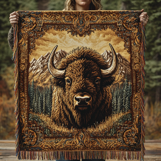 Bison Charm Woven Throw Blanket