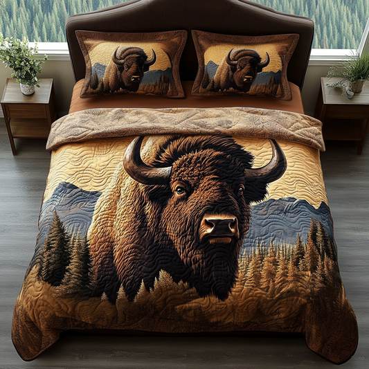 Bison Grace 3-Piece Quilted Bedding Set