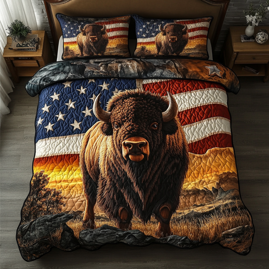 Bison Shield 3-Piece Quilted Bedding Set