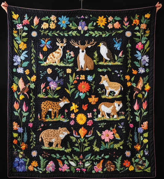 Bizarre Forest Quilted Blanket