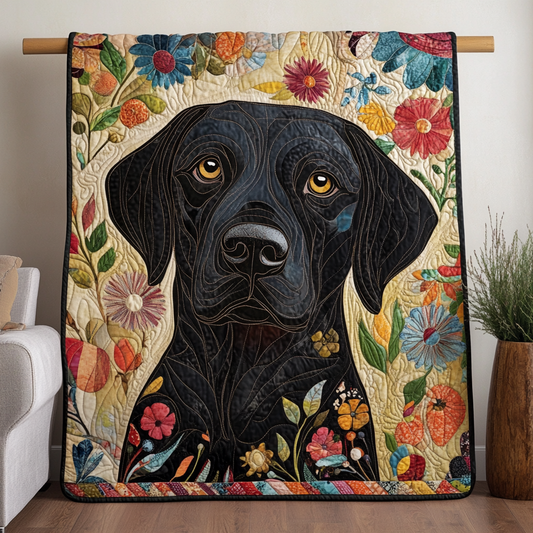 Black Labrador Personalized Quilted