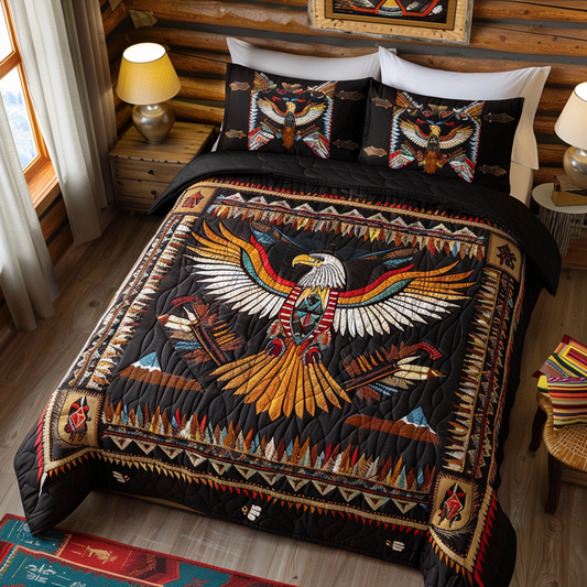 Black Sky Eagle 3-Piece Quilted Bedding Set