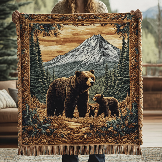 Black Bear Charm Woven Throw Blanket