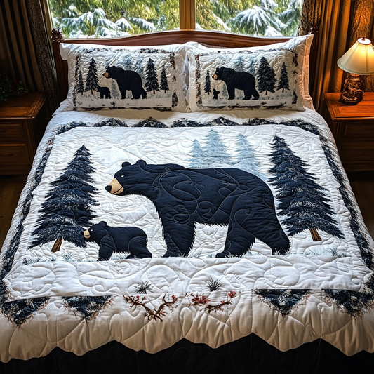 Black Bear Winter 3-Piece Quilted Bedding Set