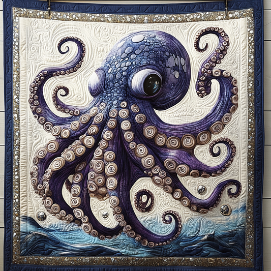Black Pearl Octopus Quilted Blanket