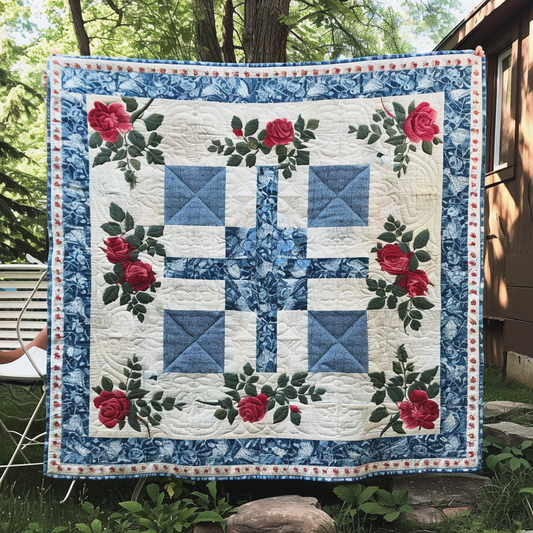 Blessed Roses Garden Quilted Blanket