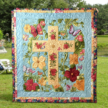 Blessed Cross Quilted Blanket