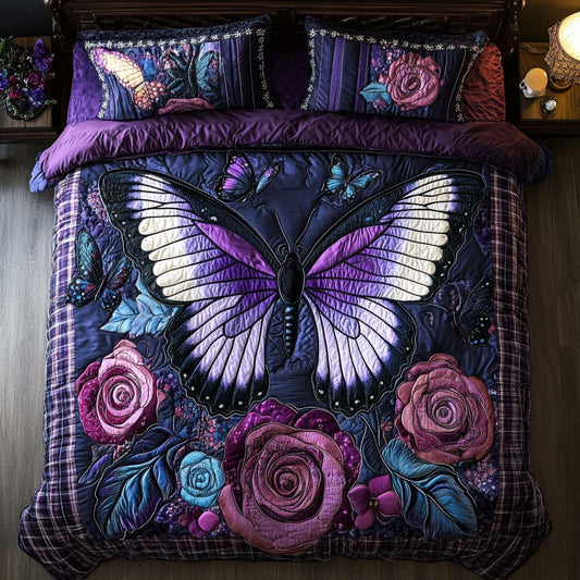 Blissful Butterfly Dance 3-Piece Quilted Bedding Set