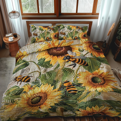 Blooming Bee Paradise 3-Piece Quilted Bedding Set