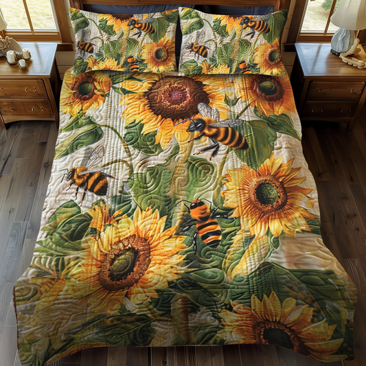 Blooming Bee Paradise 3-Piece Quilted Bedding Set