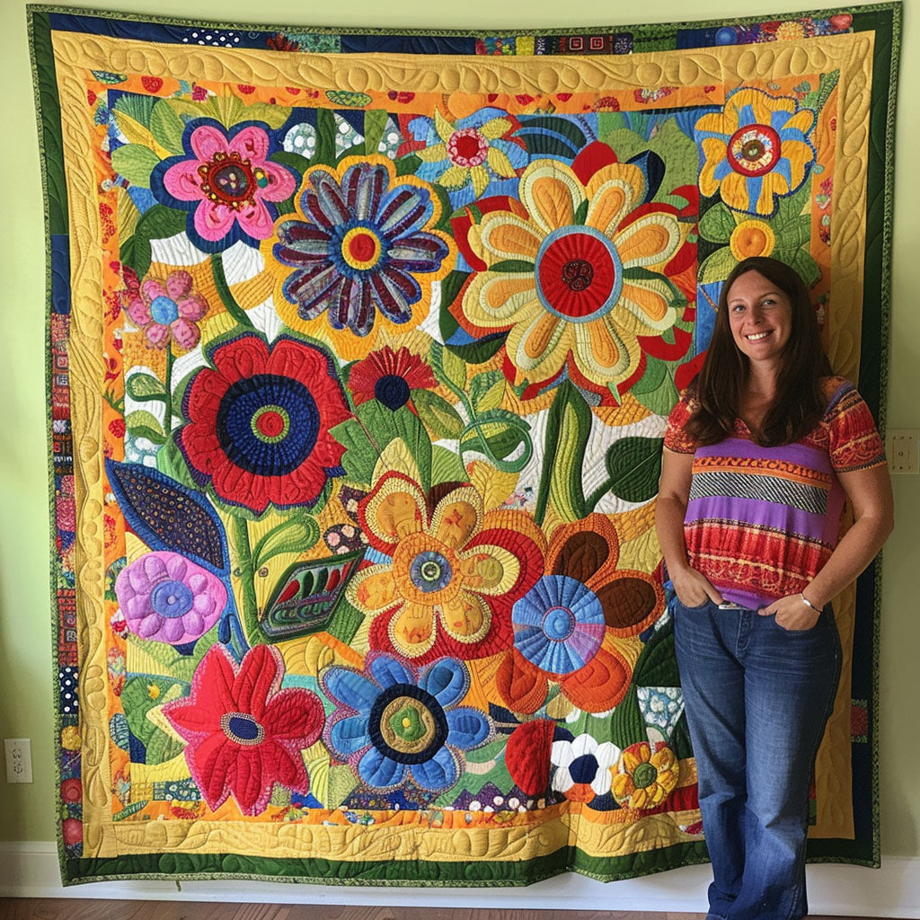 Blooming Radiance Quilted Blanket