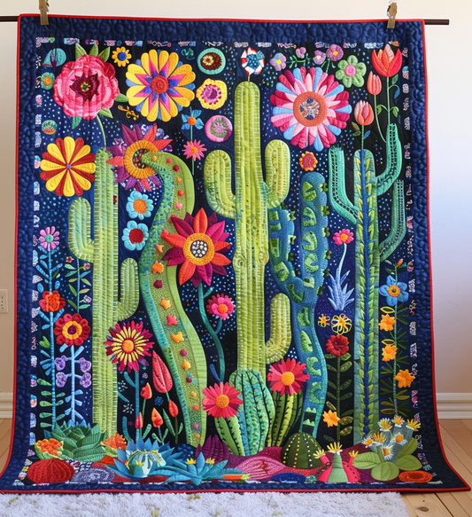 Blooming Succulent Serenade Quilted Blanket
