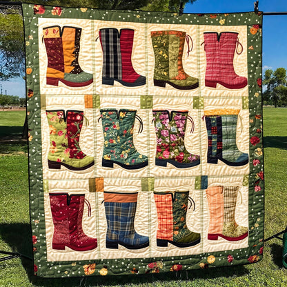 Blooming Boots Quilted Blanket