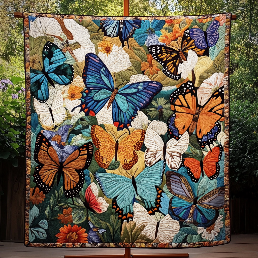 Blooming Butterflies Quilted Blanket