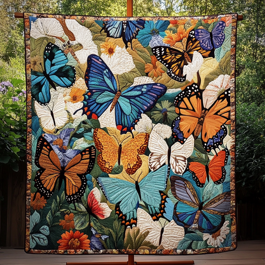 Blooming Butterflies Quilted Blanket