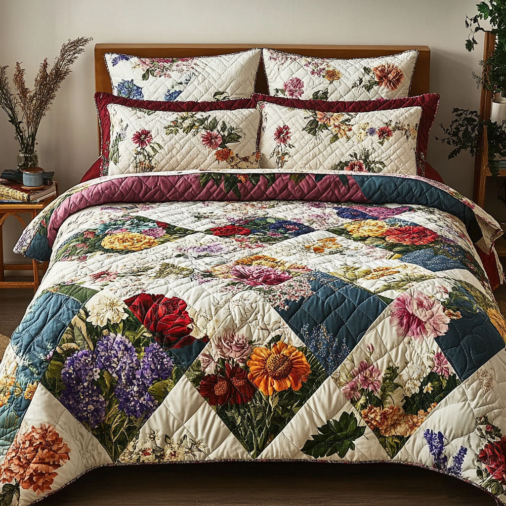Blooming Garden 3-Piece Quilted Bedding Set